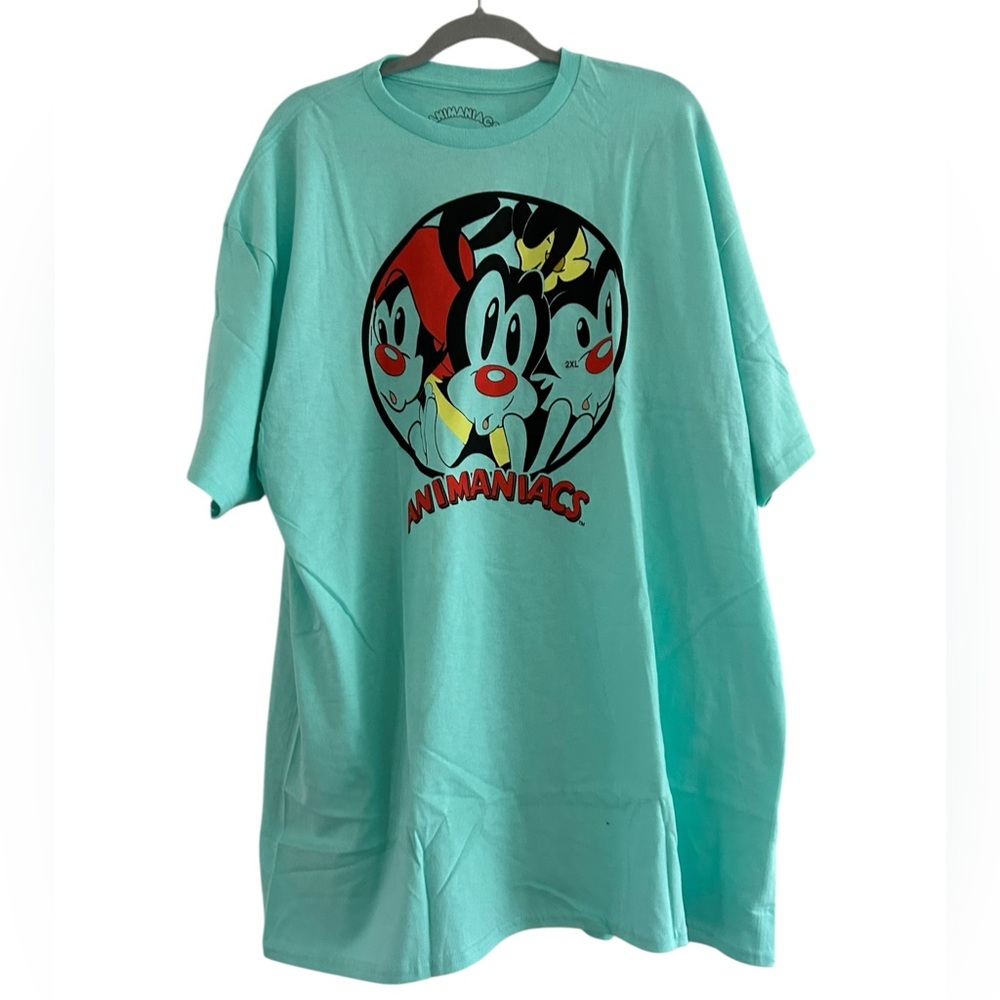 Animaniacs Unisex Zany Cartoon Circle Graphic T-Shirt – Mint Celadon Size 2XL
